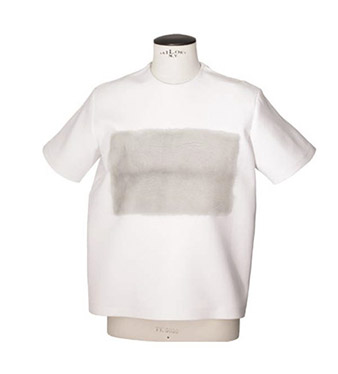 white t-shirt with fur insert